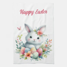 Osterhase mit Schmetterling und Eiern Geschirrtuch