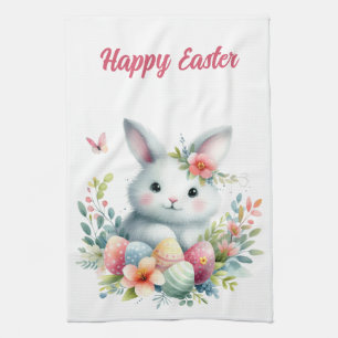 Osterhase mit Schmetterling und Eiern Geschirrtuch