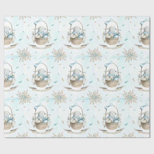 Osterhase mit sonnigen Blume & Eiern Geschenkpapier (Flach)