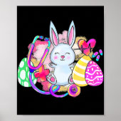 Osterhase mit Stethoskop und Ostereiern Poster (Vorne)