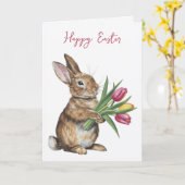 Osterhase mit Tulissen Karte (Gelbe Blume)