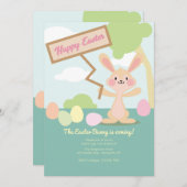 Osterhase mit Unterschrift Einladung (Vorne/Hinten)