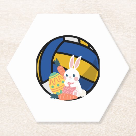 Osterhase mit Volleyball Untersetzer (Vorderseite)