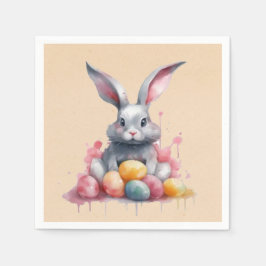 Osterhase mit Wasserfarbeneier Kinderdusche Serviette