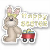 Osterhase mit wenig Roter Wagen - Tour Aufkleber (Vorderseite)