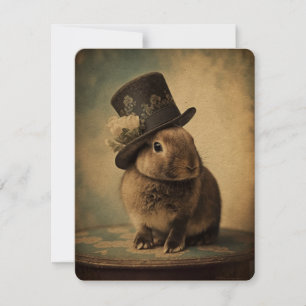 Osterhase mit Zylinder, Zeichnung im Vintage-Stil Mitteilungskarte