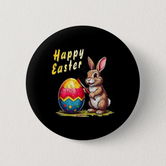 Osterhase Osterei Comic für Frohe Ostern Button (Vorderseite)