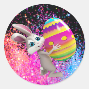Osterhase Osterei Feiertag Glanz Runder Aufkleber
