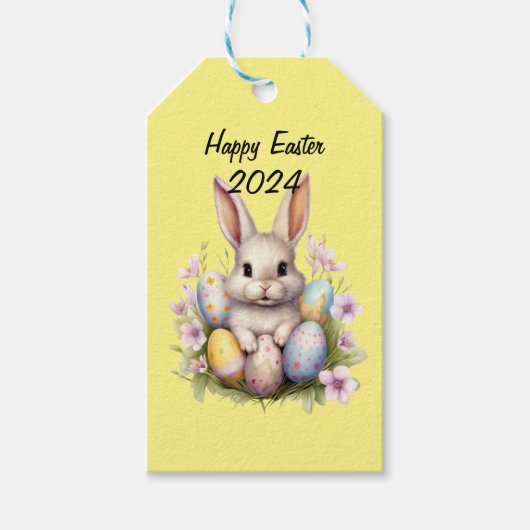 Osterhase & Ostereier Kunstwerk Geschenkanhänger (Vorderseite)