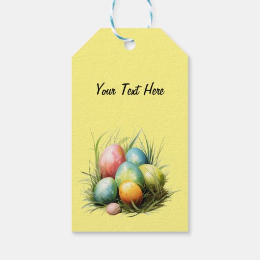 Osterhase & Ostereier Kunstwerk Geschenkanhänger (Rückseite)