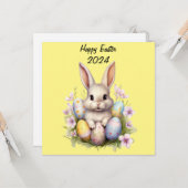 Osterhase & Ostereier Kunstwerk Karte (Vorderseite/Rückseite Beispiel)