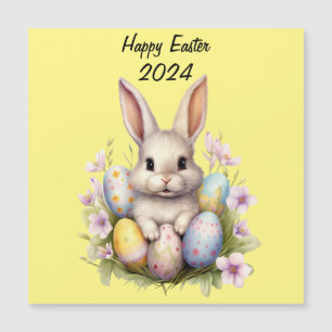 Osterhase & Ostereier Kunstwerk Magnetkarte