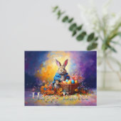 Osterhase Ostereierkorb Postkarte (Stehend Vorderseite)