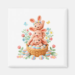 Osterhase Ostertag Garn Häkeln süßes Kaninchengesi Magnet