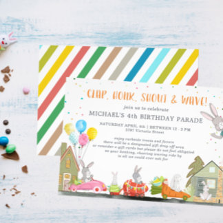 Osterhase | Party "Drive By Birthday Parade" Einladung