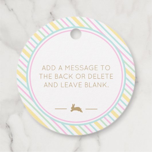 Osterhase Pastellstreifen Geschenkanhänger (Rückseite)