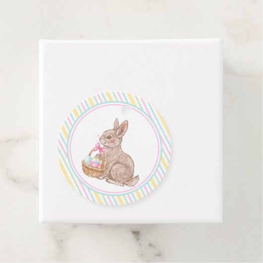 Osterhase Pastellstreifen Geschenkanhänger (Beispiel)