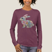 Osterhase Patchwork-Faux-Bordüre Tri-Blend Shirt (Vorderseite)