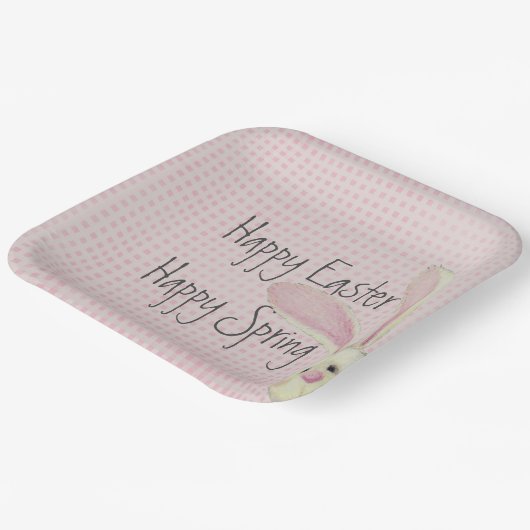 Osterhase Peking auf Gingham Pappteller (Gewinkelt)