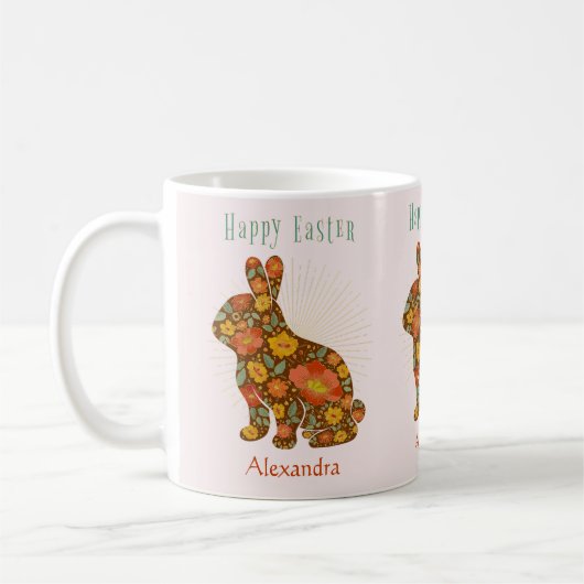 Osterhase Personalisiert Gold Glitzer Farbenfroh Kaffeetasse (Links)