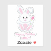 Osterhase Pink Tulip Personalisierter Name Feierta Aufkleber (Blatt)