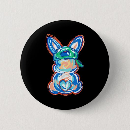 Osterhase Pinselstrich Frohe Ostern Frauen Junge Button (Vorderseite)