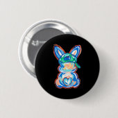 Osterhase Pinselstrich Frohe Ostern Frauen Junge Button (Vorne & Hinten)