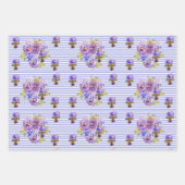 Osterhase Poppy Pansy Rose Lila Shabby Geschenkpapier Set (Vorderseite 2)