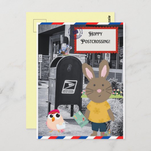 Osterhase Postkreuzung Postkarte (Vorne/Hinten)