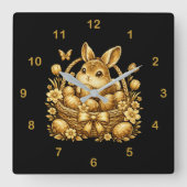 Osterhase Quadratische Wanduhr (Vorderseite)