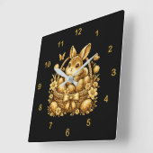Osterhase Quadratische Wanduhr (Winkel)