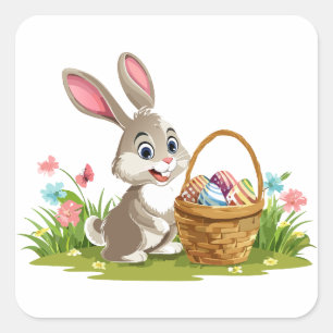 Osterhase Quadratischer Aufkleber
