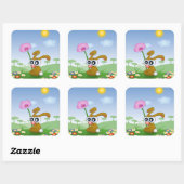 Osterhase Quadratischer Aufkleber (Blatt)