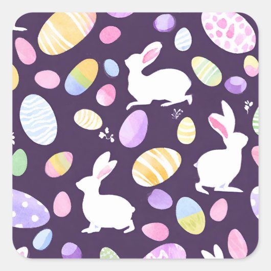 Osterhase Quadratischer Aufkleber (Vorderseite)