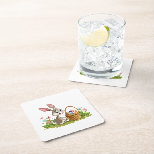 Osterhase Rechteckiger Pappuntersetzer (Vor Ort)