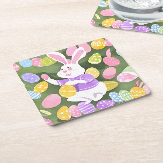 Osterhase Rechteckiger Pappuntersetzer (angewinkelt)