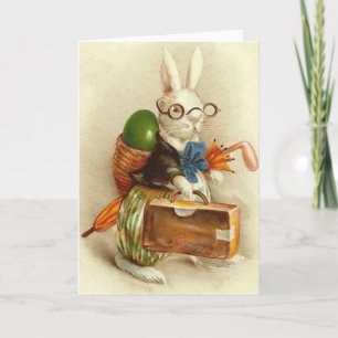 Osterhase-Reisender-Osterkarte Vintage Feiertagskarte