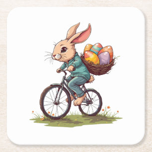 Osterhase Reiten mit dem Rad Basket der Eier Rechteckiger Pappuntersetzer