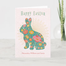 Osterhase Retro Floral Personalisiert