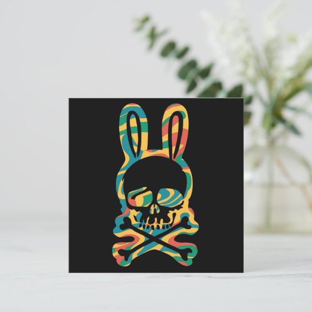 Osterhase Retro Gefärbte Krawatte Bunny Skull Kreu (Stehend Vorderseite)