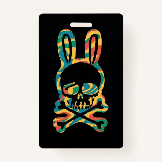 Osterhase Retro Gefärbte Krawatte Bunny Skull Kreu Ausweis (Vorderseite)
