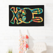 Osterhase Retro Gefärbte Krawatte Bunny Skull Kreu Banner (Insitu)