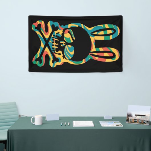 Osterhase Retro Gefärbte Krawatte Bunny Skull Kreu Banner (Messeveranstaltung)