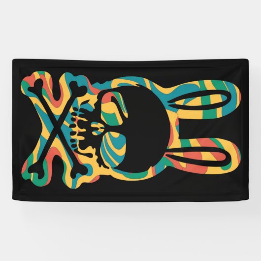 Osterhase Retro Gefärbte Krawatte Bunny Skull Kreu Banner (Horizontal)