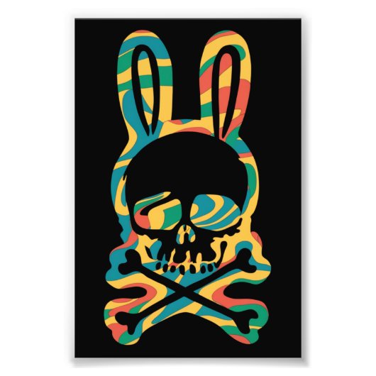 Osterhase Retro Gefärbte Krawatte Bunny Skull Kreu Fotodruck (Vorne)