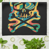 Osterhase Retro Gefärbte Krawatte Bunny Skull Kreu Geschirrtuch (Gefaltet)