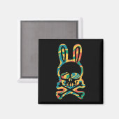 Osterhase Retro Gefärbte Krawatte Bunny Skull Kreu Magnet (Vorderseite/Rückseite)