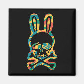 Osterhase Retro Gefärbte Krawatte Bunny Skull Kreu Magnet (Vorne)