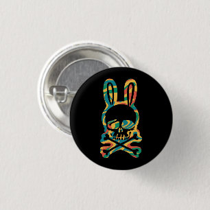Osterhase Retro Tie Dye Hase Totenkopf Kreuz Knoch Button