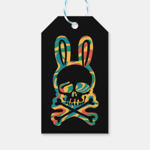 Osterhase Retro Tie Dye Hase Totenkopf Kreuz Knoch Geschenkanhänger